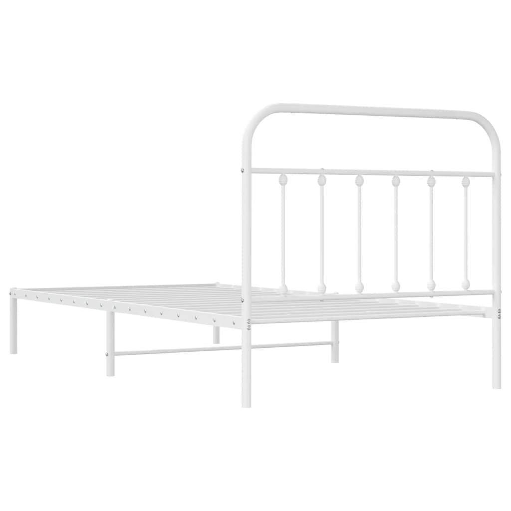 Estrutura de cama com cabeceira 100x200 cm metal branco