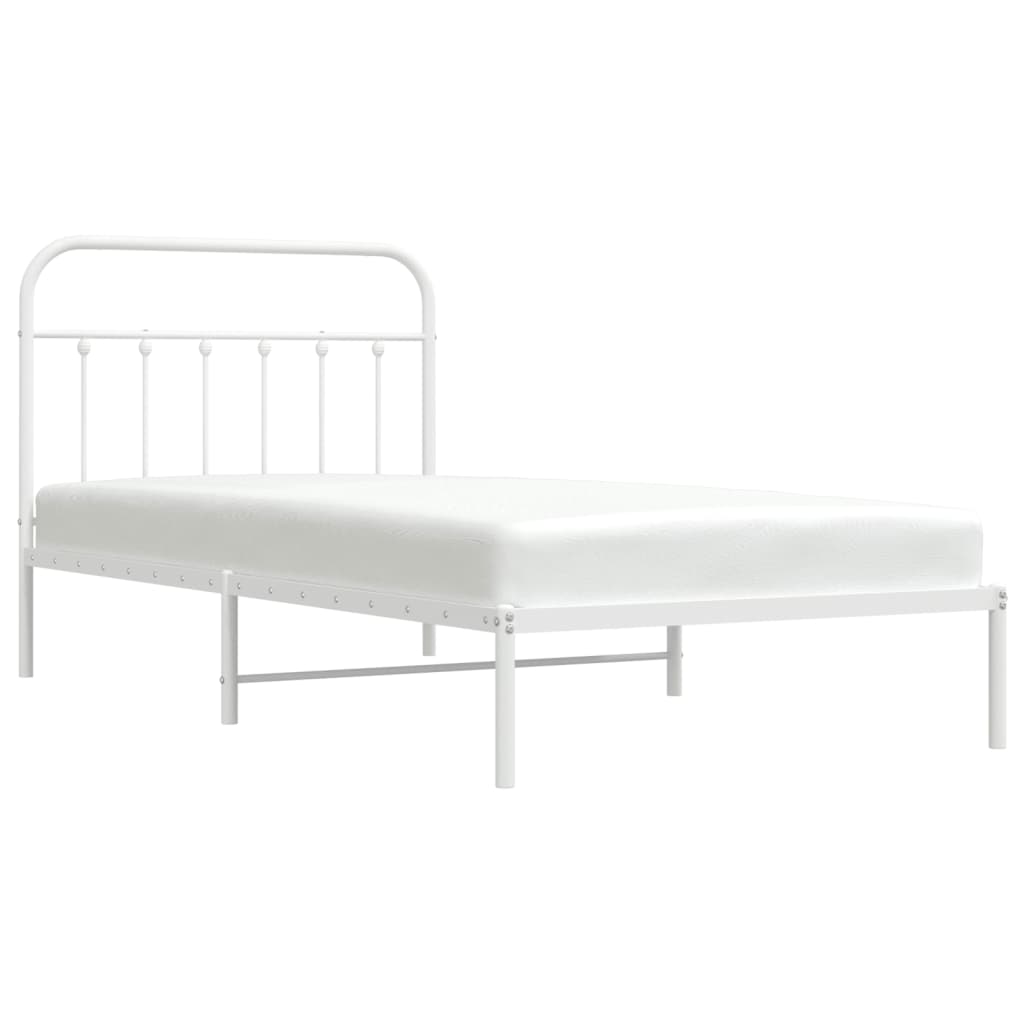 Estrutura de cama em metal com cabeceira 107x203 cm branco