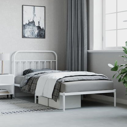 Estrutura de cama em metal com cabeceira 107x203 cm branco