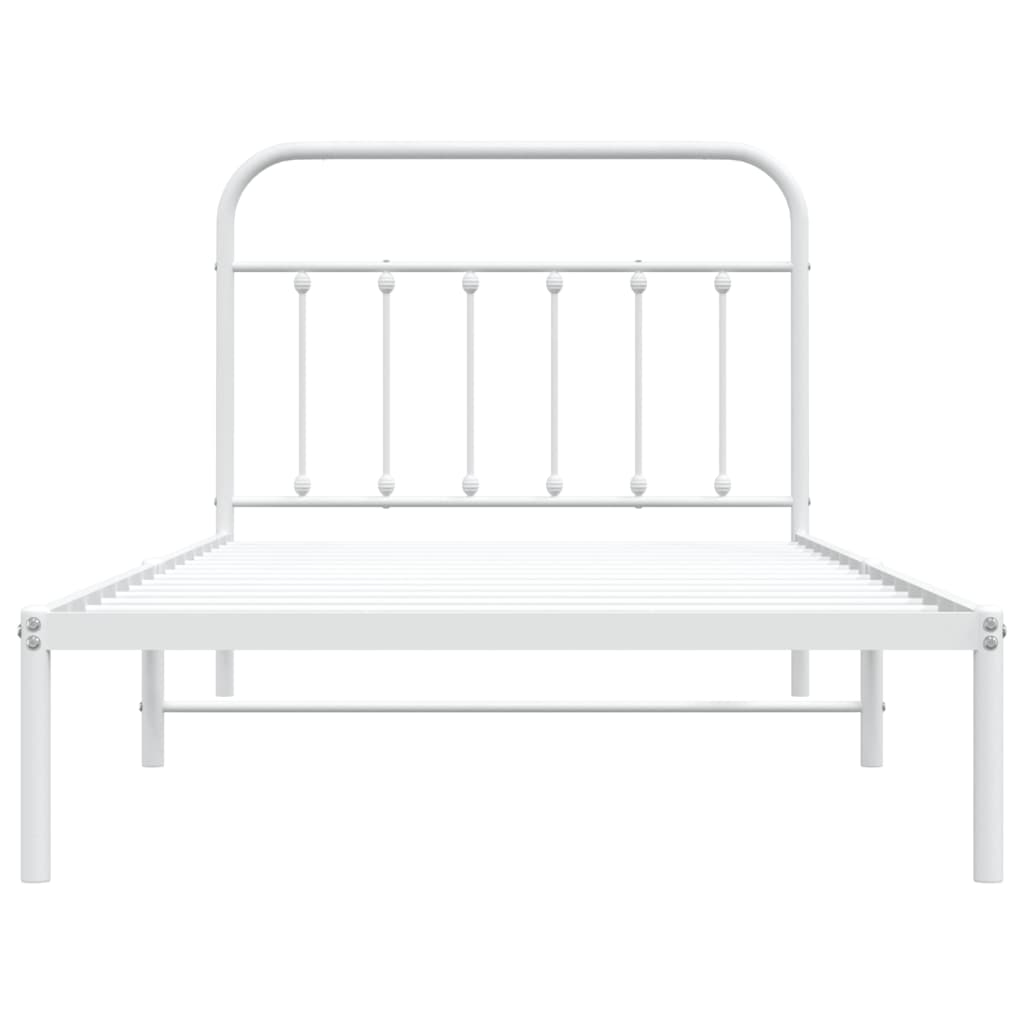 Estrutura de cama em metal com cabeceira 107x203 cm branco