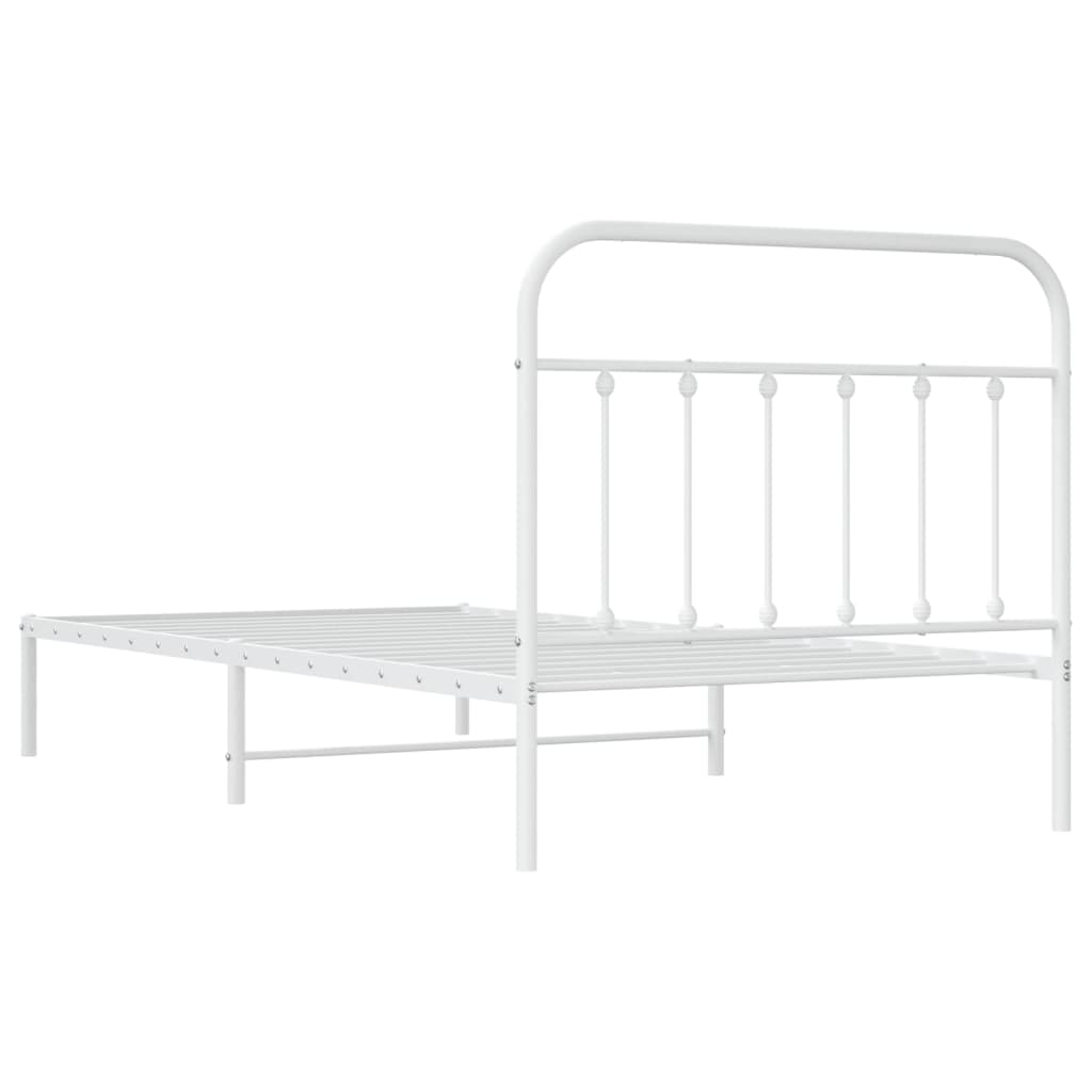 Estrutura de cama em metal com cabeceira 107x203 cm branco