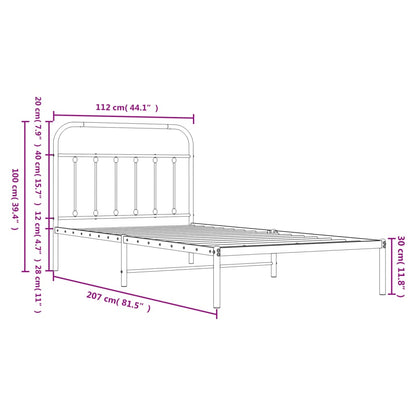 Estrutura de cama em metal com cabeceira 107x203 cm branco