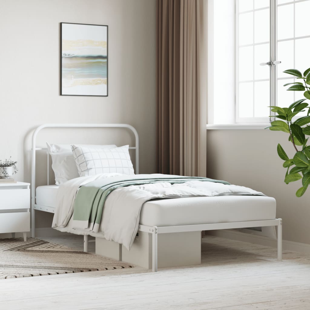 Estrutura de cama em metal com cabeceira 107x203 cm branco