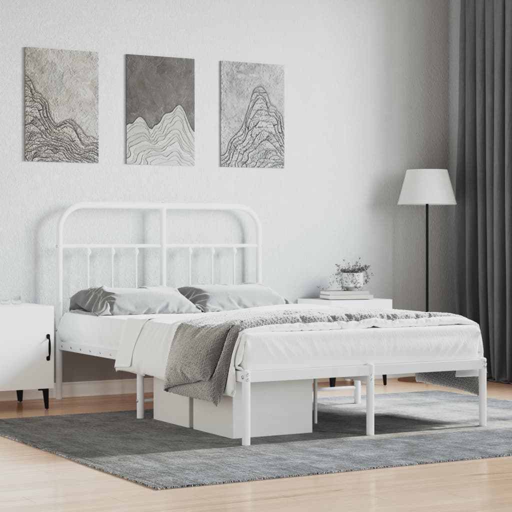 Estrutura de cama com cabeceira 120x190 cm metal branco