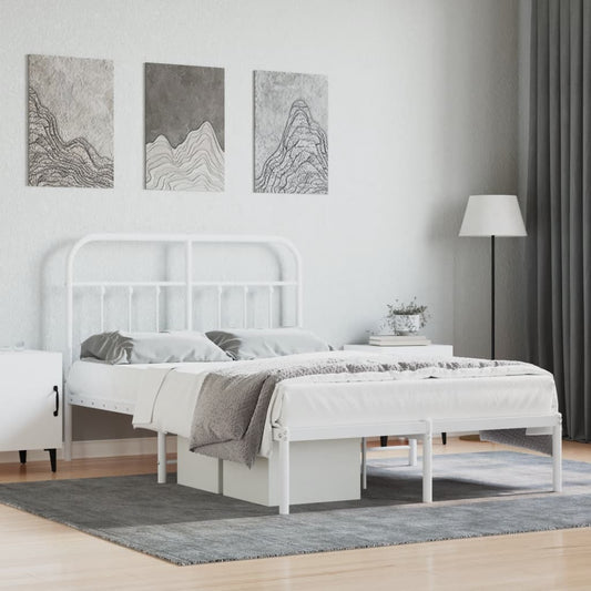 Estrutura de cama com cabeceira 120x200 cm metal branco