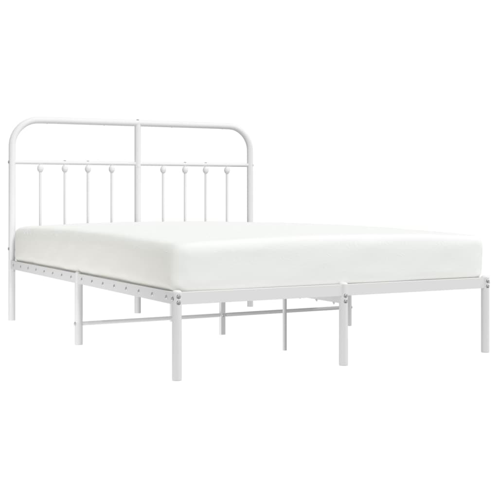 Estrutura de cama com cabeceira 135x190 cm metal branco