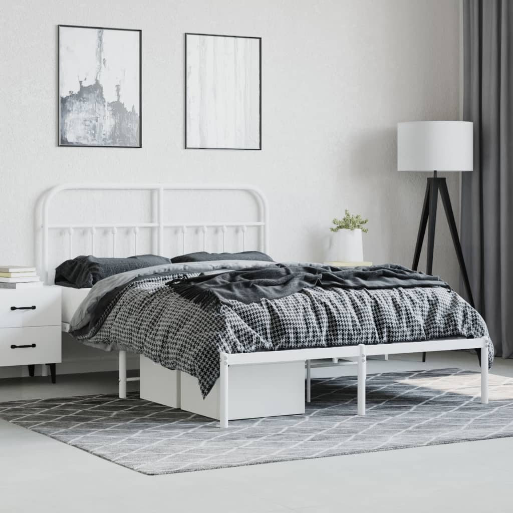 Estrutura de cama com cabeceira 135x190 cm metal branco