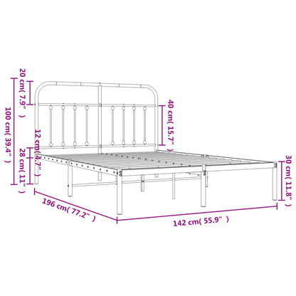 Estrutura de cama com cabeceira 135x190 cm metal branco