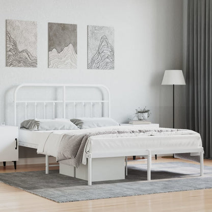 Estrutura de cama com cabeceira 135x190 cm metal branco