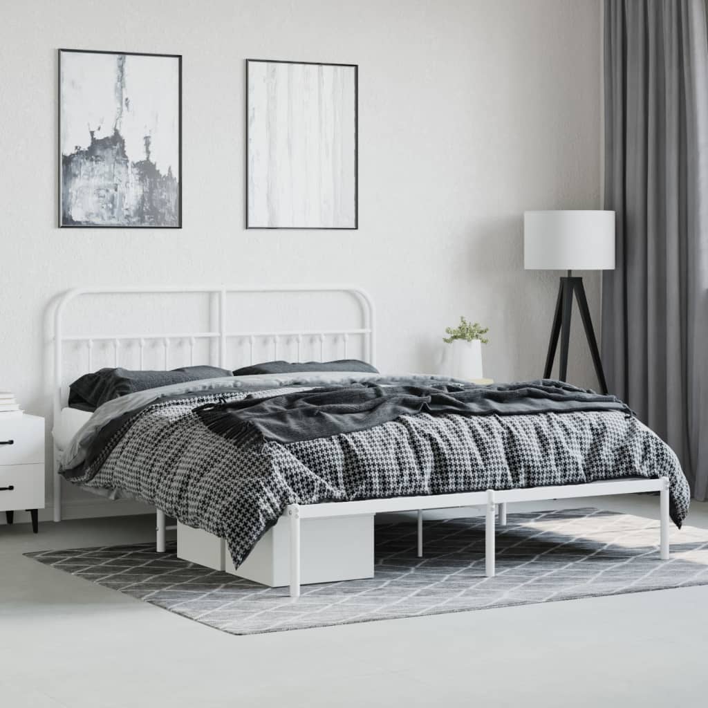 Estrutura de cama com cabeceira 160x200 cm metal branco