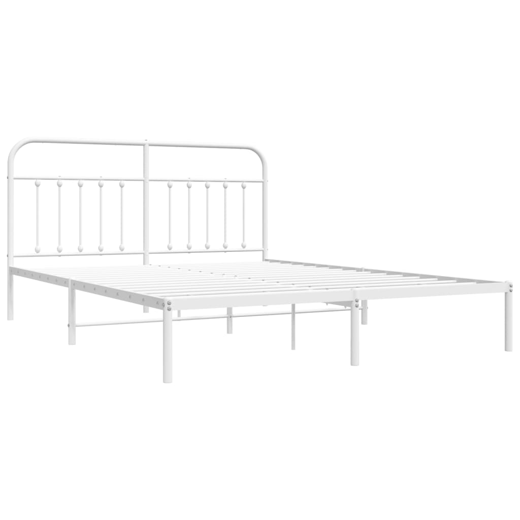 Estrutura de cama com cabeceira 160x200 cm metal branco