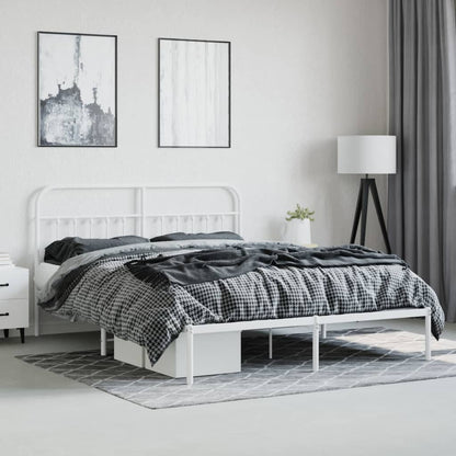 Estrutura de cama com cabeceira 180x200 cm metal branco