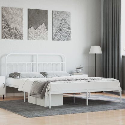 Estrutura de cama com cabeceira 183x213 cm metal branco