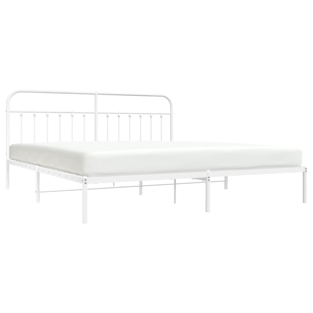 Estrutura de cama com cabeceira 193x203 cm metal branco