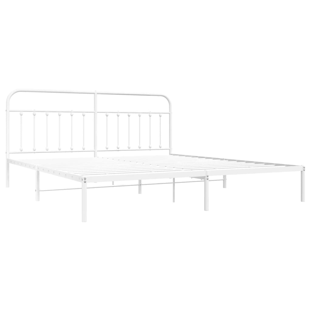 Estrutura de cama com cabeceira 193x203 cm metal branco