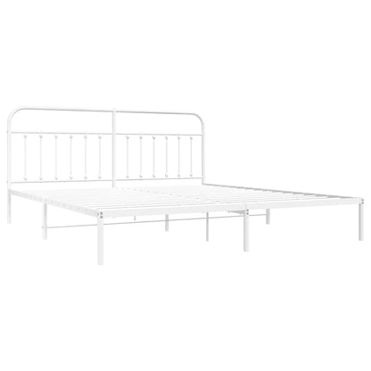 Estrutura de cama com cabeceira 193x203 cm metal branco