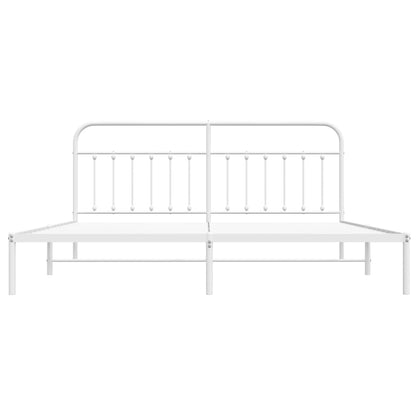 Estrutura de cama com cabeceira 193x203 cm metal branco