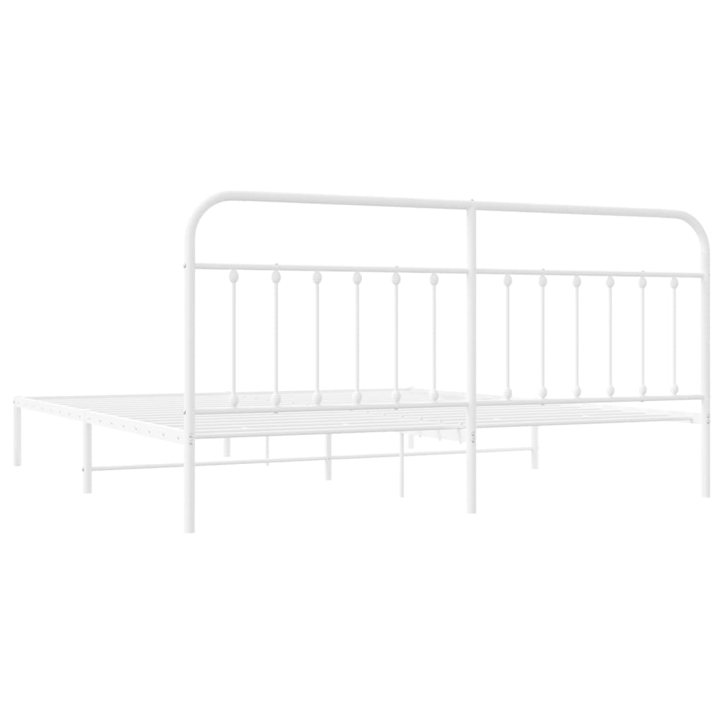 Estrutura de cama com cabeceira 193x203 cm metal branco