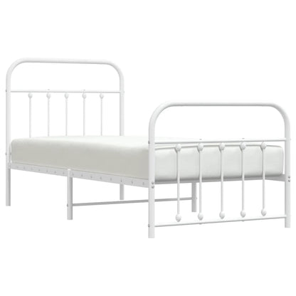 Estrutura de cama com cabeceira e pés 80x200 cm metal branco