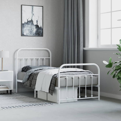 Estrutura de cama com cabeceira e pés 80x200 cm metal branco