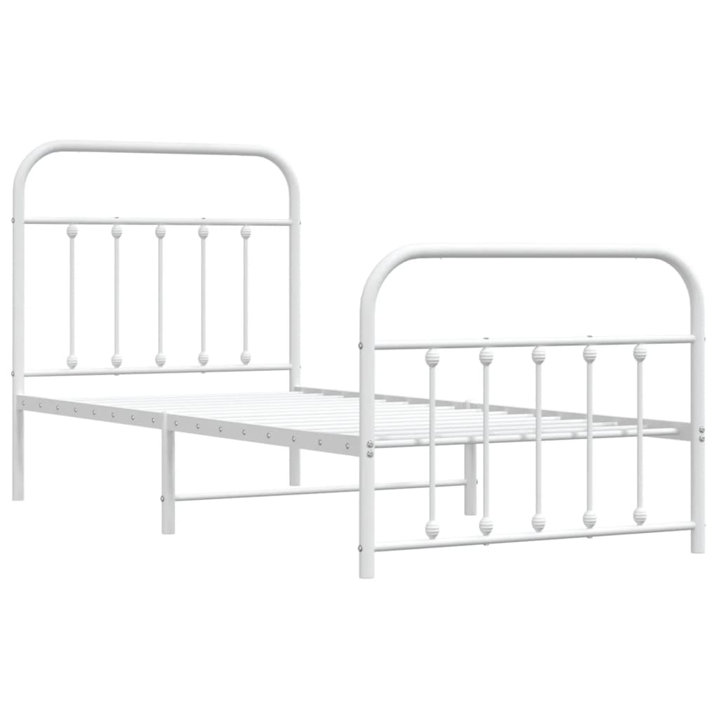 Estrutura de cama com cabeceira e pés 80x200 cm metal branco