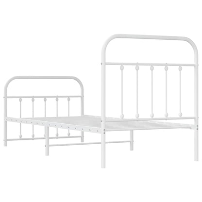 Estrutura de cama com cabeceira e pés 80x200 cm metal branco