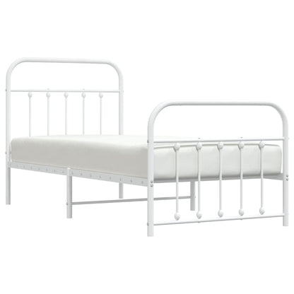 Estrutura de cama com cabeceira e pés 90x190 cm metal branco