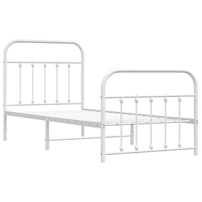 Estrutura de cama com cabeceira e pés 90x190 cm metal branco