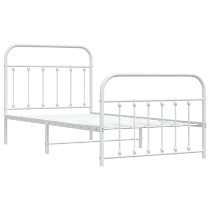 Estrutura de cama com cabeceira e pés 100x190 cm metal branco