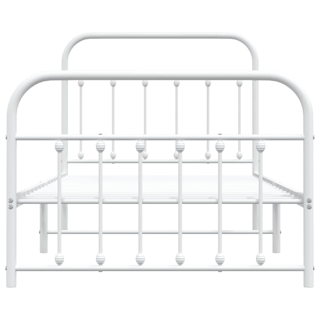 Estrutura de cama com cabeceira e pés 100x190 cm metal branco