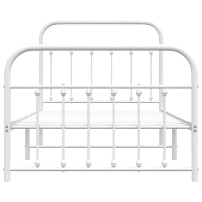 Estrutura de cama com cabeceira e pés 100x190 cm metal branco