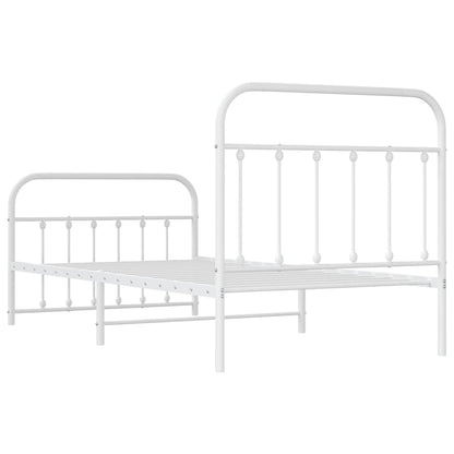 Estrutura de cama com cabeceira e pés 100x190 cm metal branco