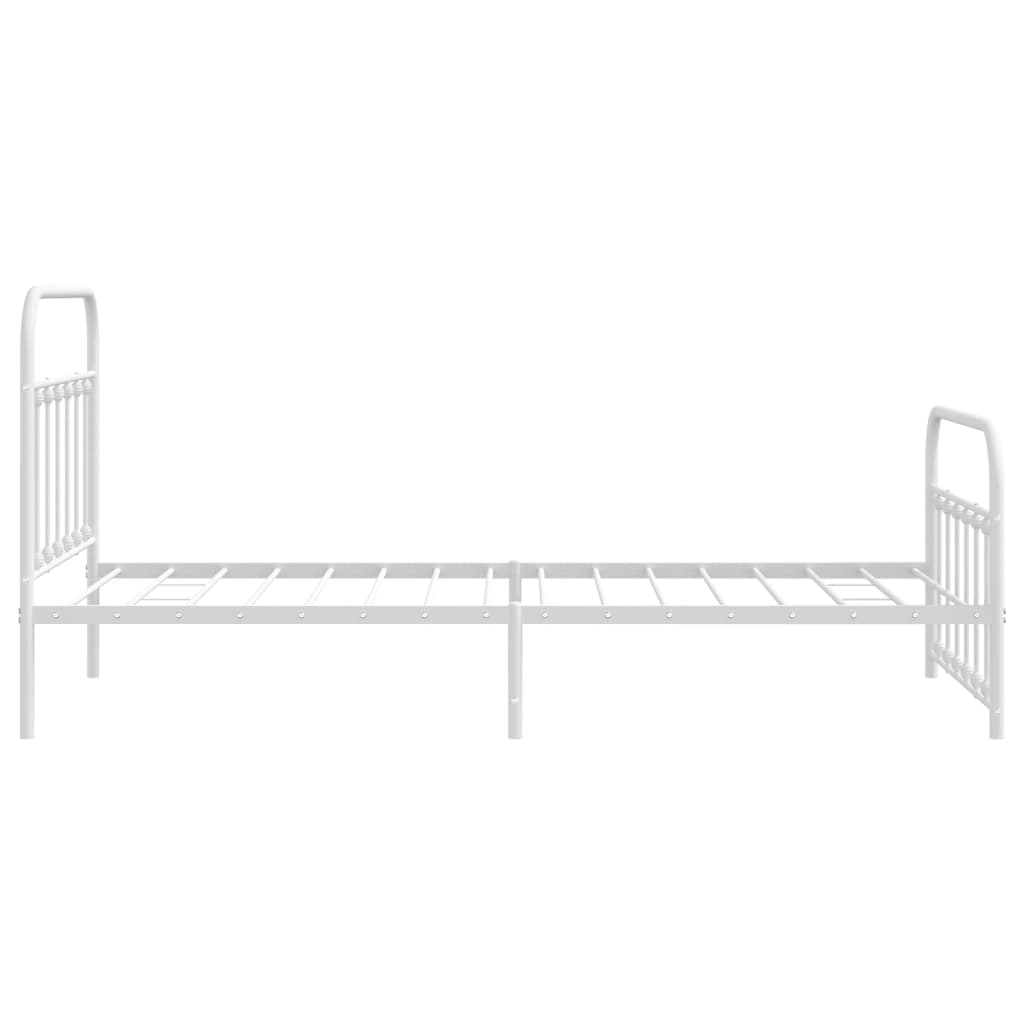 Estrutura de cama com cabeceira e pés 100x200 cm metal branco