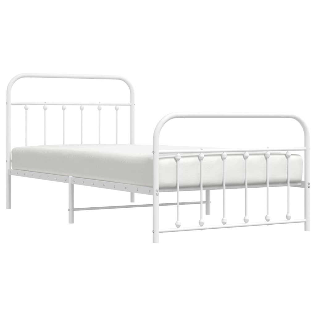 Estrutura de cama com cabeceira e pés 107x203 cm metal branco