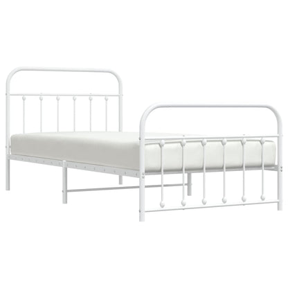 Estrutura de cama com cabeceira e pés 107x203 cm metal branco