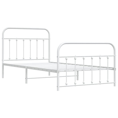 Estrutura de cama com cabeceira e pés 107x203 cm metal branco