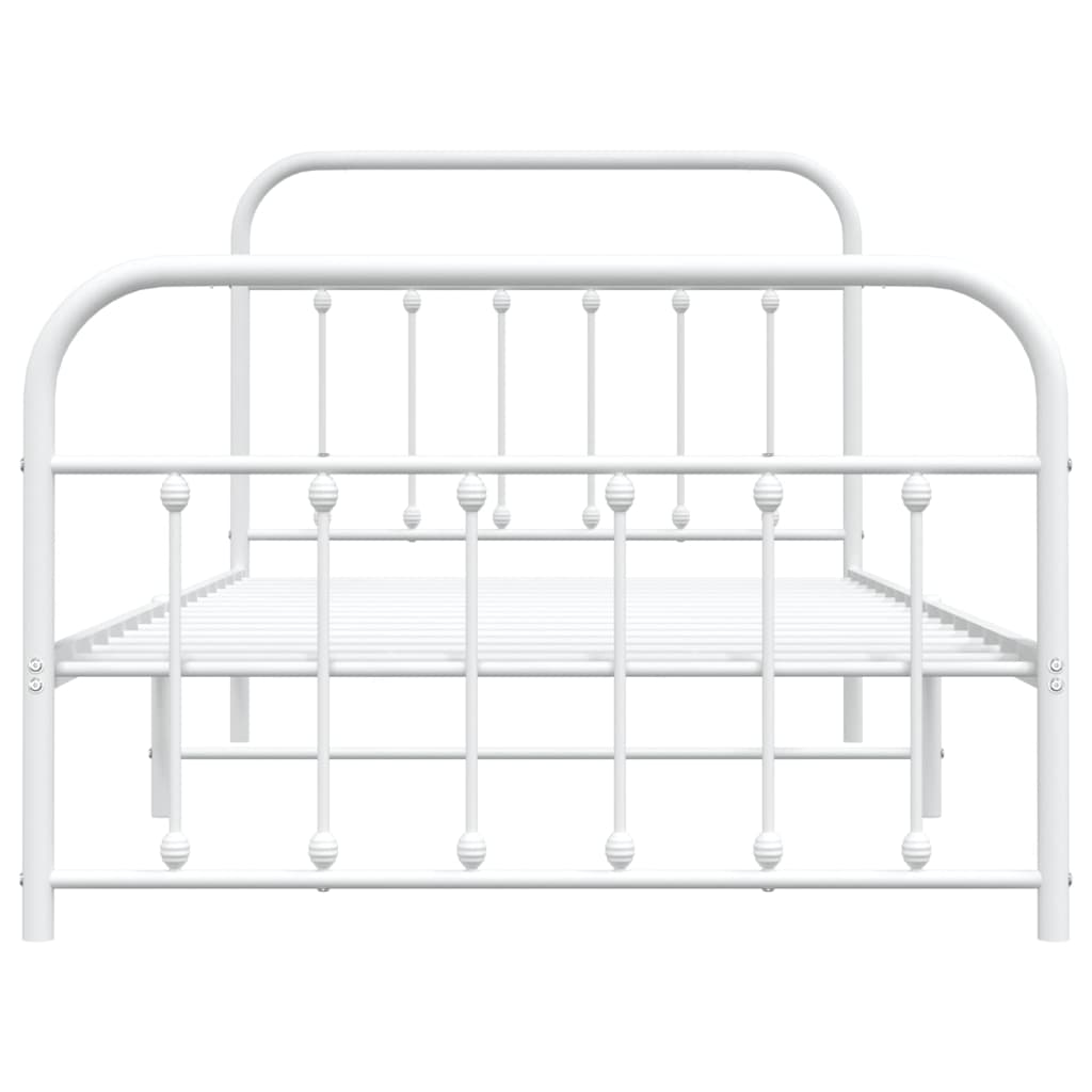 Estrutura de cama com cabeceira e pés 107x203 cm metal branco