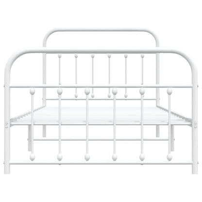 Estrutura de cama com cabeceira e pés 107x203 cm metal branco