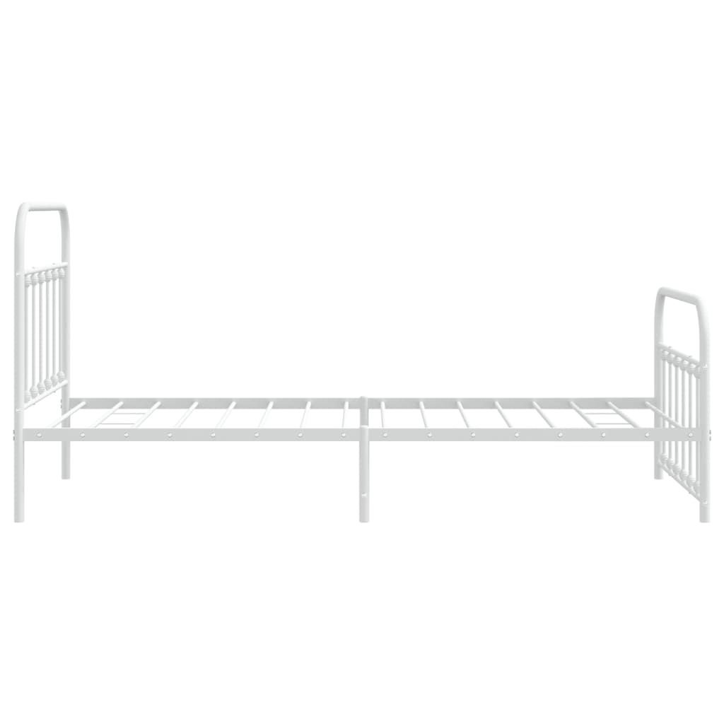 Estrutura de cama com cabeceira e pés 107x203 cm metal branco