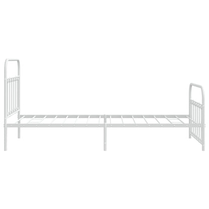 Estrutura de cama com cabeceira e pés 107x203 cm metal branco