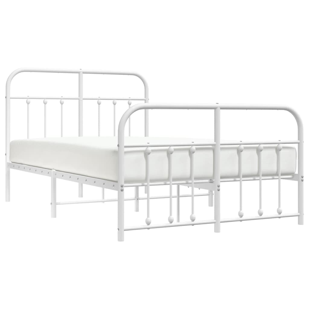 Estrutura de cama com cabeceira e pés 120x190 cm metal branco