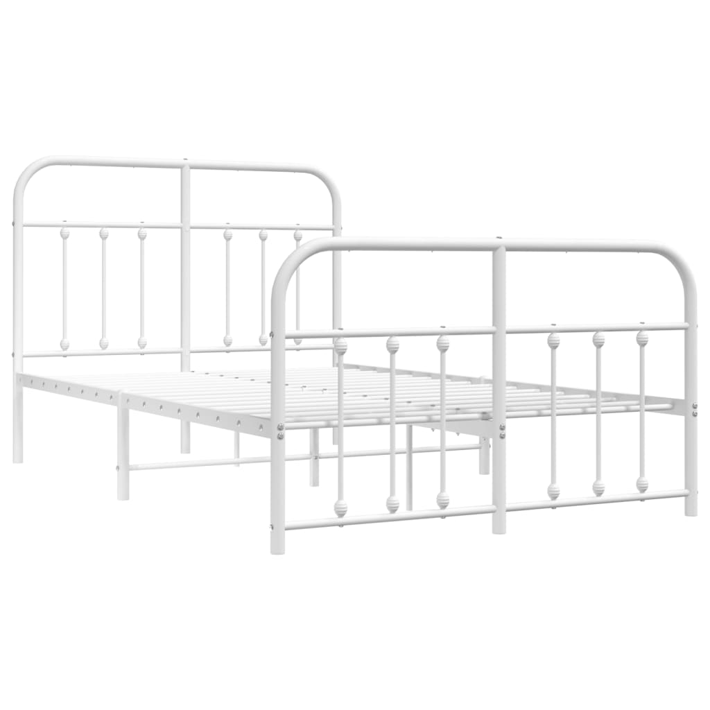 Estrutura de cama com cabeceira e pés 120x190 cm metal branco