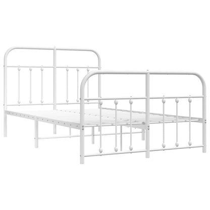 Estrutura de cama com cabeceira e pés 120x190 cm metal branco