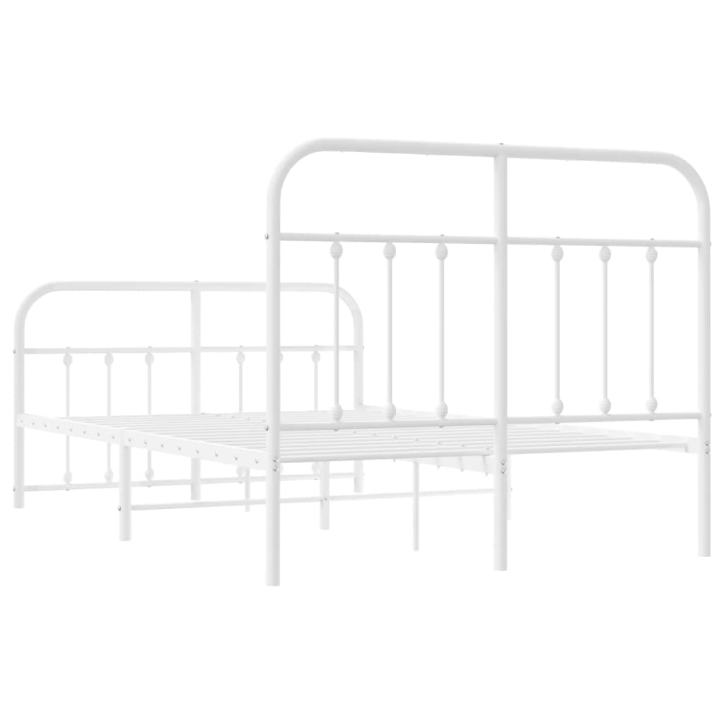 Estrutura de cama com cabeceira e pés 120x190 cm metal branco