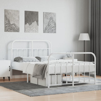 Estrutura de cama com cabeceira e pés 120x190 cm metal branco