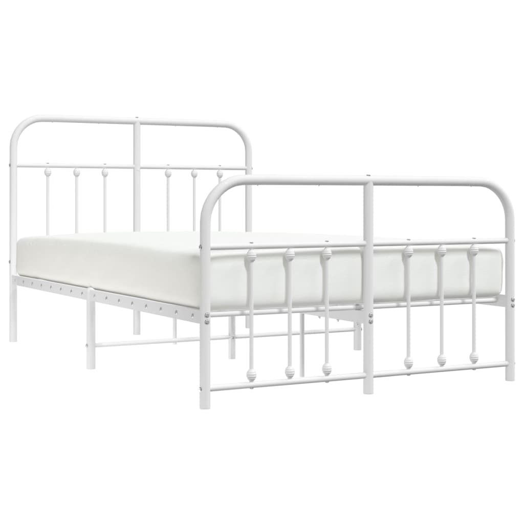 Estrutura de cama com cabeceira e pés 120x200 cm metal branco