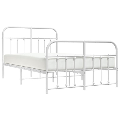 Estrutura de cama com cabeceira e pés 120x200 cm metal branco