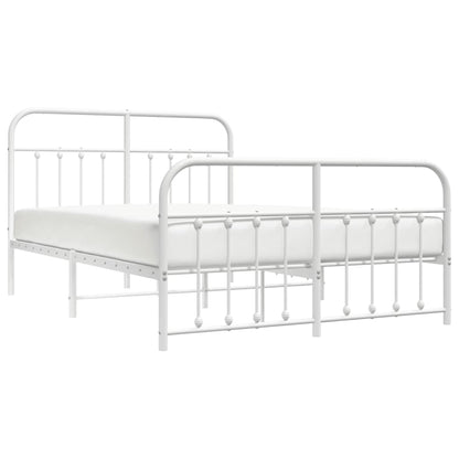 Estrutura de cama com cabeceira e pés 140x190 cm metal branco