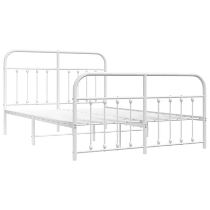 Estrutura de cama com cabeceira e pés 140x190 cm metal branco