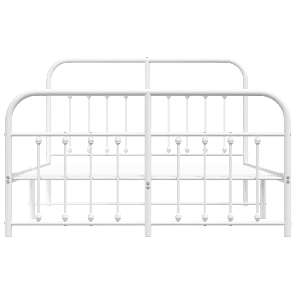 Estrutura de cama com cabeceira e pés 140x190 cm metal branco